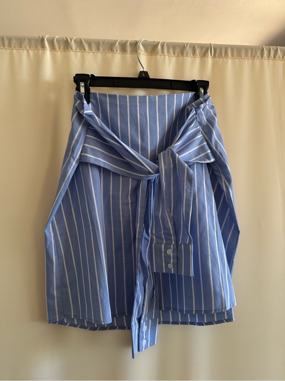 Socialite Blue and White Striped Tie-Front Skirt - Picture 2 of 9